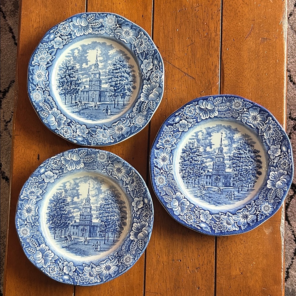 Staffordshire Liberty Blue "Independence Hall" dinner plate